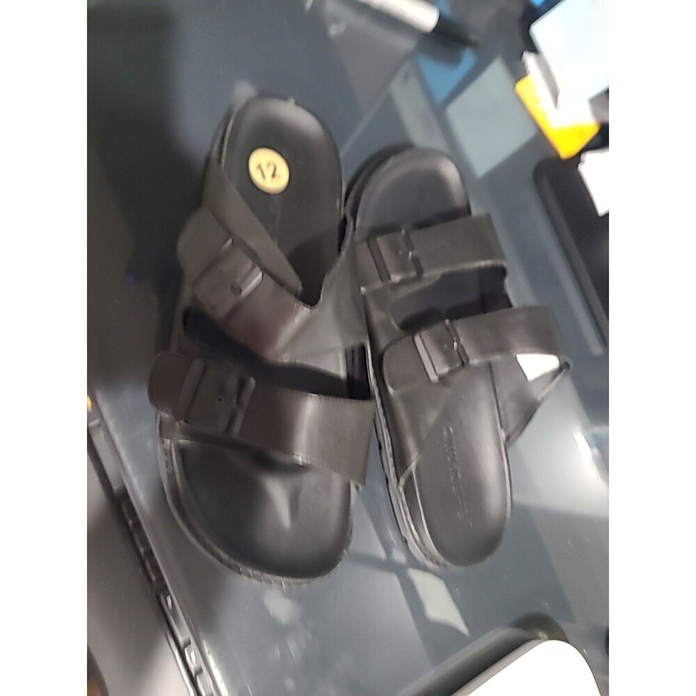 Call It Spring  Men's 12 Black Double Strap Sandals Faux Birkenstock Sandals NWD